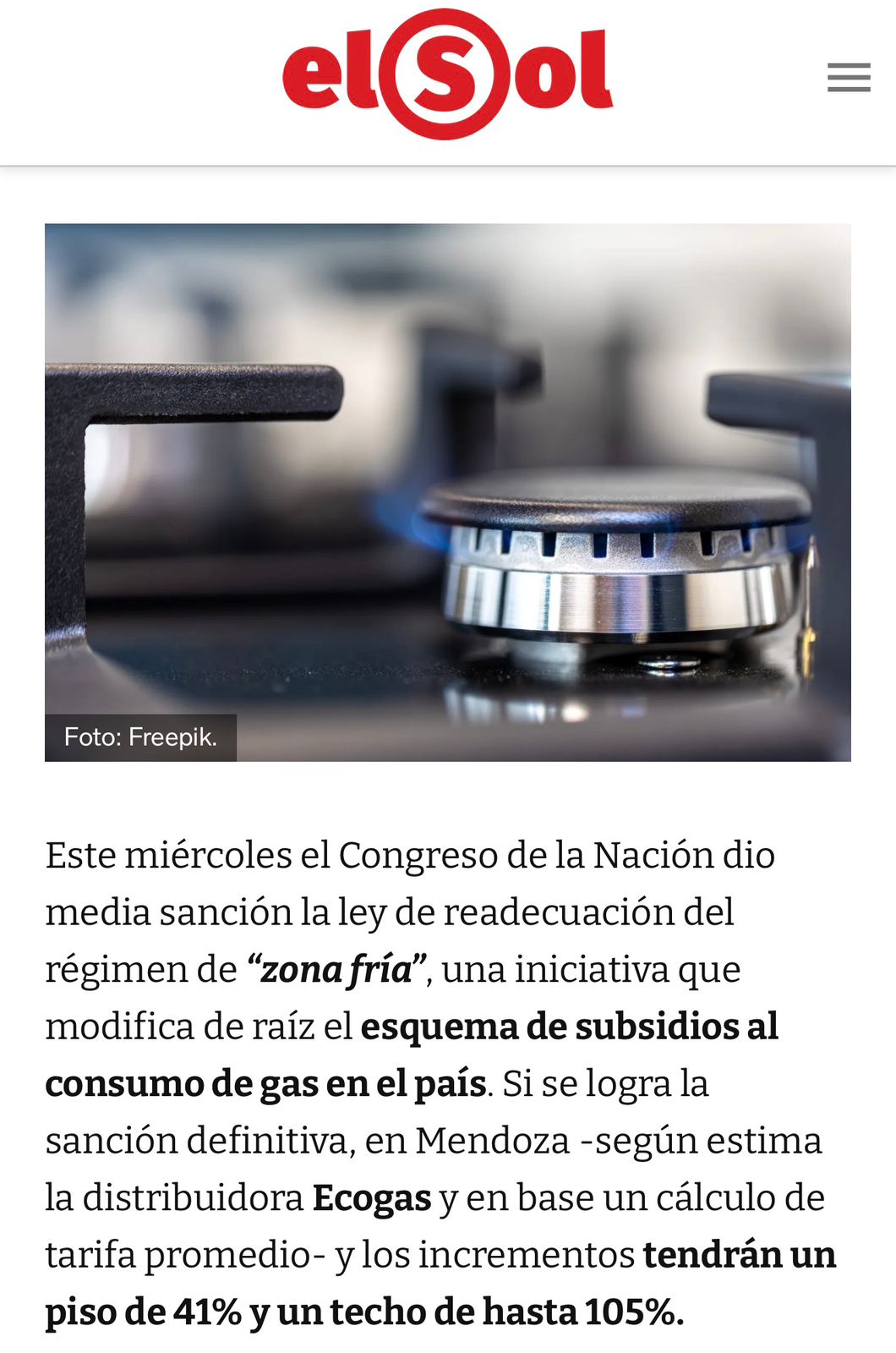 Hornalla de gas encendida — recorte del subsidio Zona Fría aumenta hasta 105% la factura en Mendoza