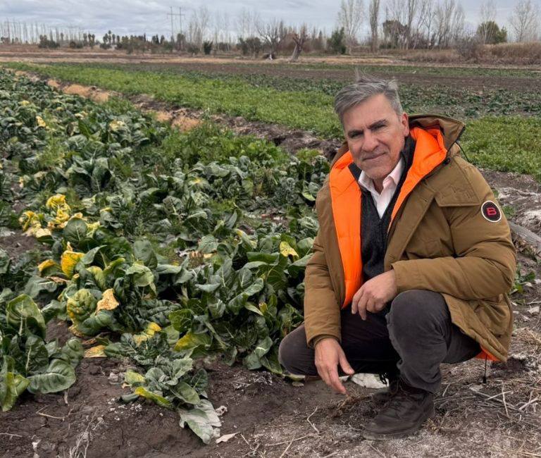 Mario Vadillo en un cultivo afectado por el agua contaminada de Los Corralitos