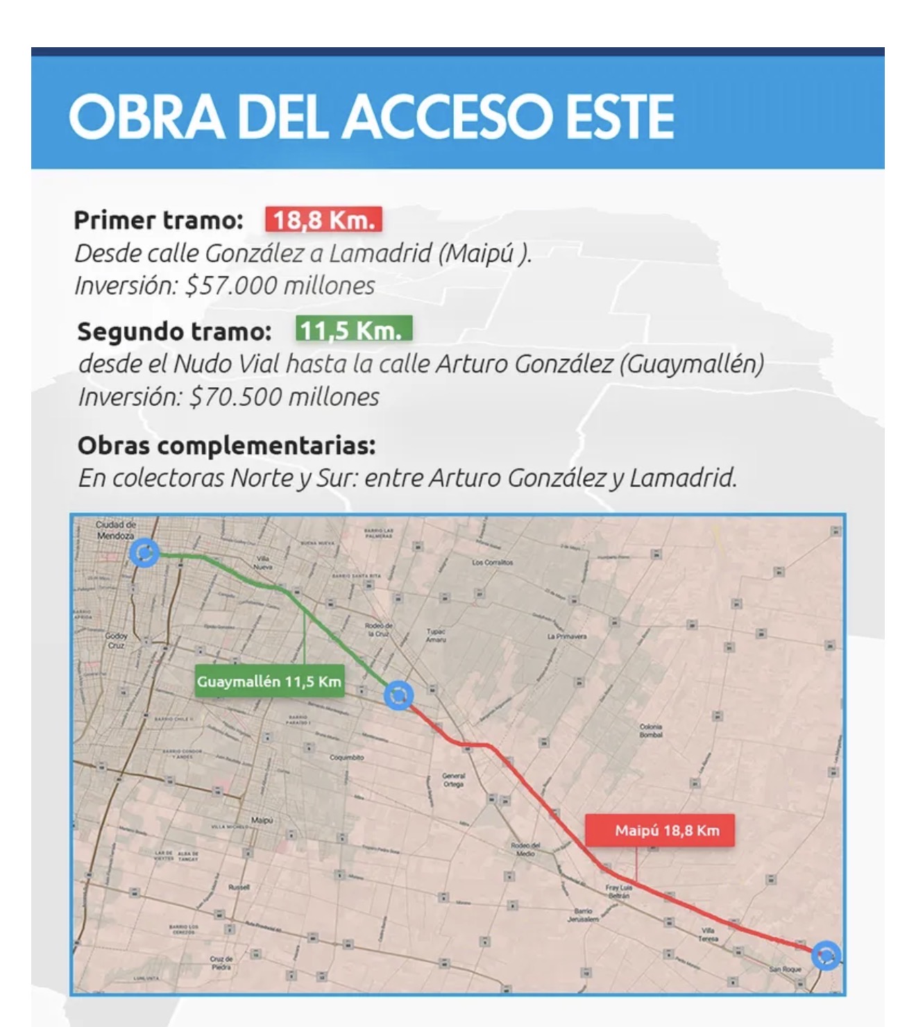 Mapa de desvíos del Acceso Este
