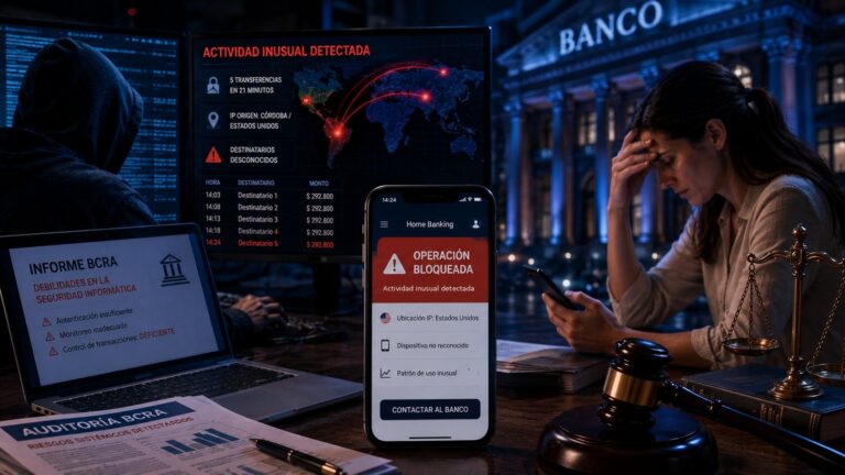 Alerta de operación bloqueada por actividad inusual en homebanking, informe del BCRA y balanza de la justicia: fallo Barreto c/ HSBC sobre responsabilidad bancaria por phishing