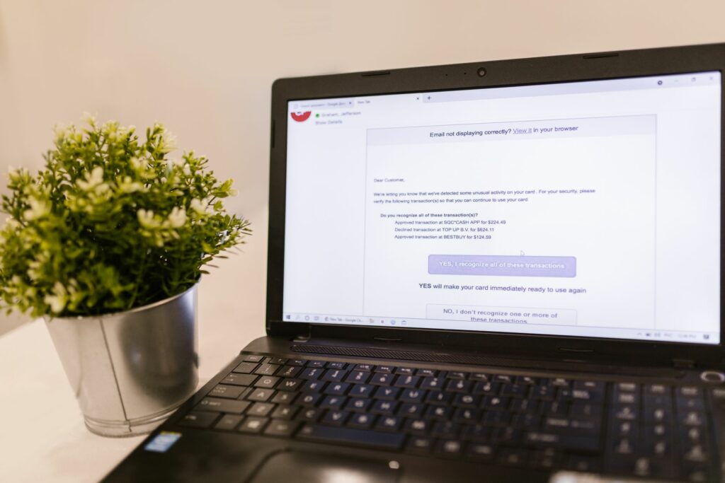 Estafa de phishing en la computadora