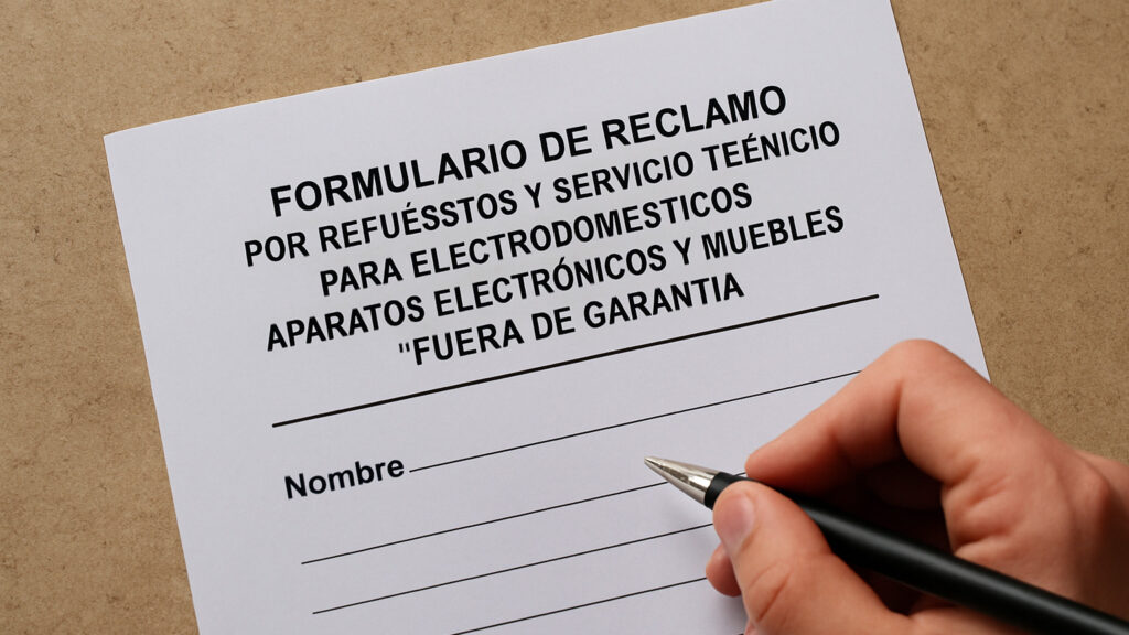 Formulario de Reclamo por Repuestos y Servicio Técnico para Electrodomésticos, Aparatos Electrónicos y Muebles en General “Fuera de Garantía”