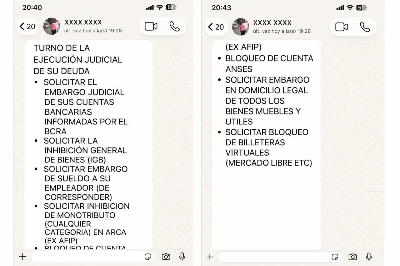 Intimación de cobranza abusiva por WhatsApp: falsas amenazas de embargo judicial (ejemplo real) — parte 1